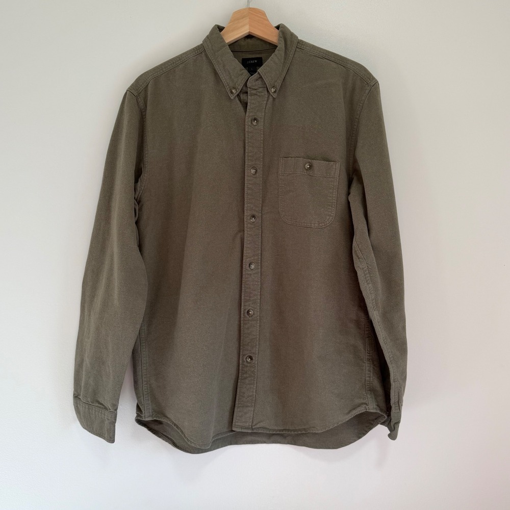 J.Crew Cotton Flannel‎ Suede Elbow Patch Button Down Shirt Size L